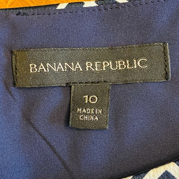 Banana Republic Dress Navy Blue Geometric Print Shift Size 10 - Picture 13 of 14